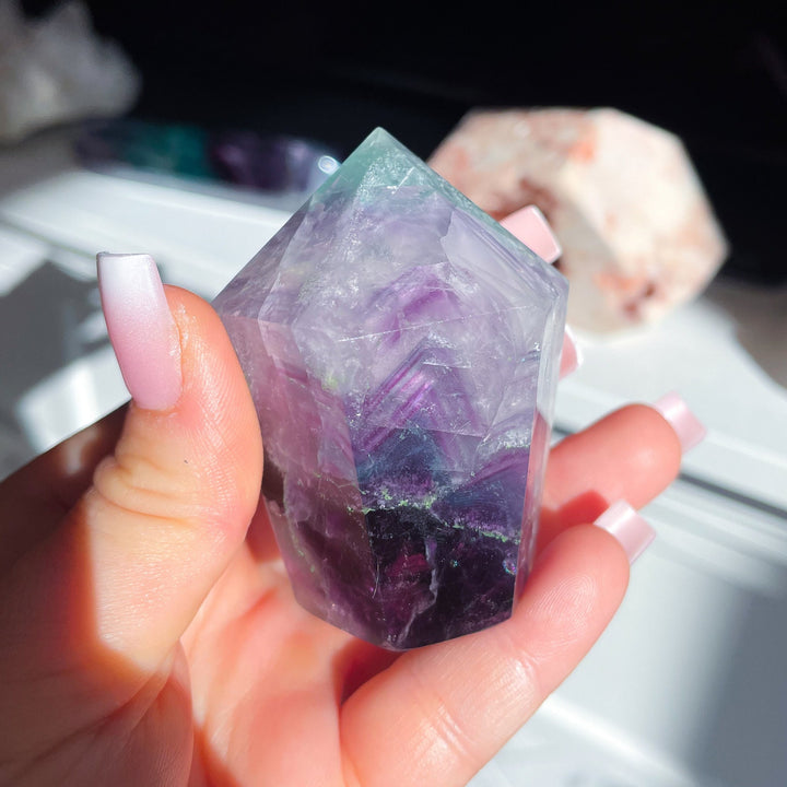 Polished Rainbow Purple Fluorite Point - Get EXACT Stone