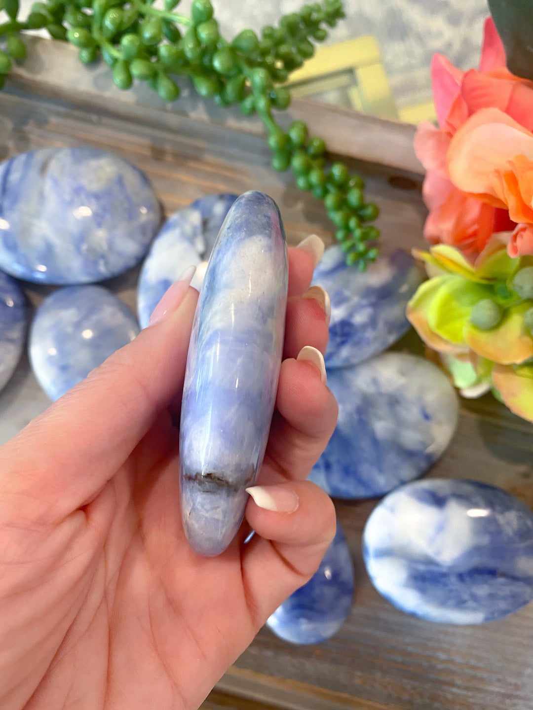 BLUE Afghanite Palm Stone