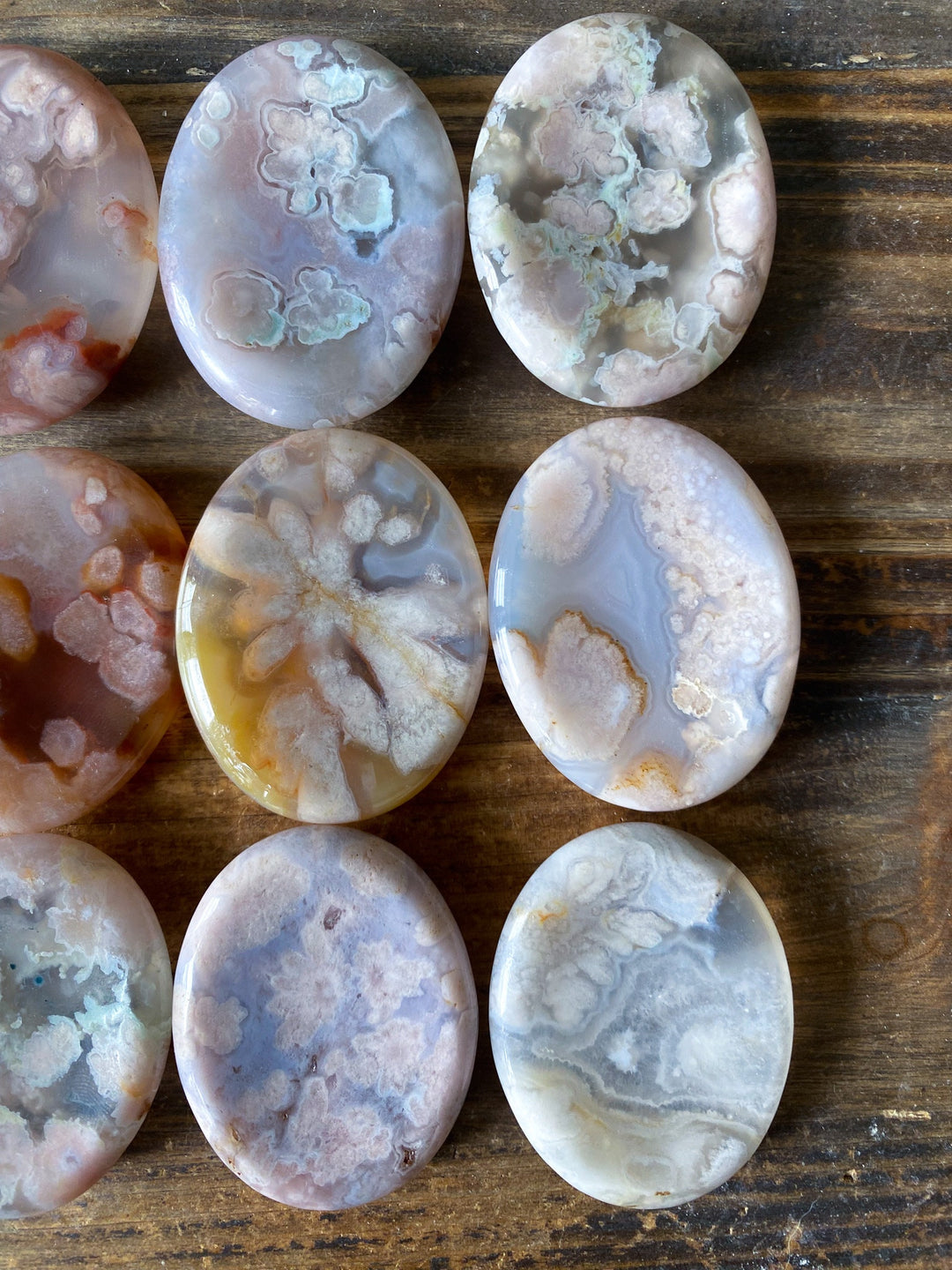 QUALITY Large Flower Agate Worry Stone - You Choose - Growth - Protection - Passion - Balance - Healing - Love - New Beginnings