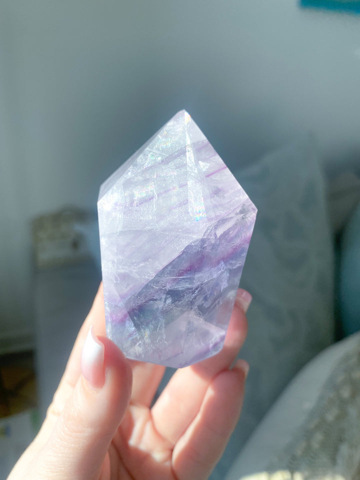 Polished Rainbow Unicorn Fluorite Point - Get this EXACT Stone - Protection - Aura Cleanse - Communication - Visions