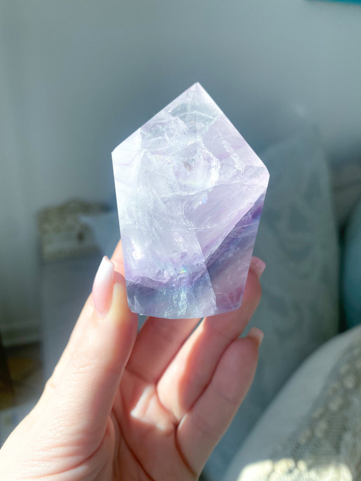 Polished Rainbow Unicorn Fluorite Point - Get this EXACT Stone - Protection - Aura Cleanse - Communication - Visions