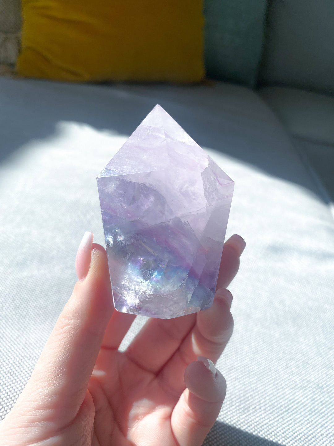Polished Rainbow Unicorn Fluorite Point - Get this EXACT Stone - Protection - Aura Cleanse - Communication - Visions