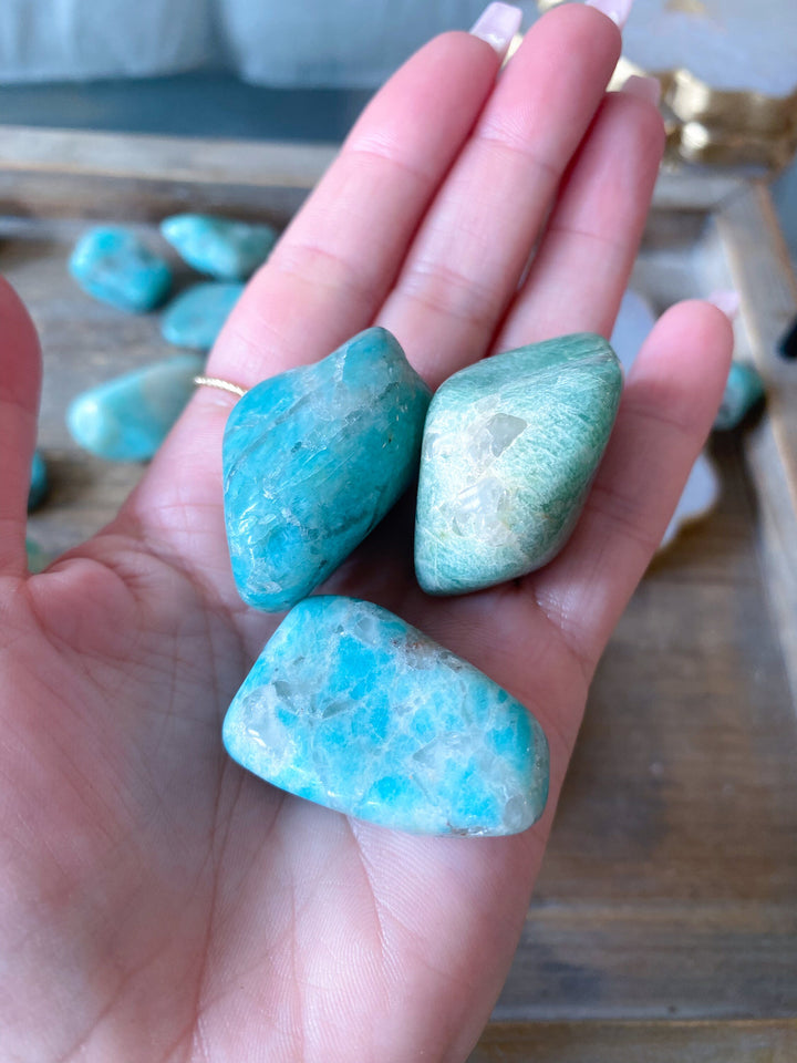 Amazonite with Bubble Quartz Tumble