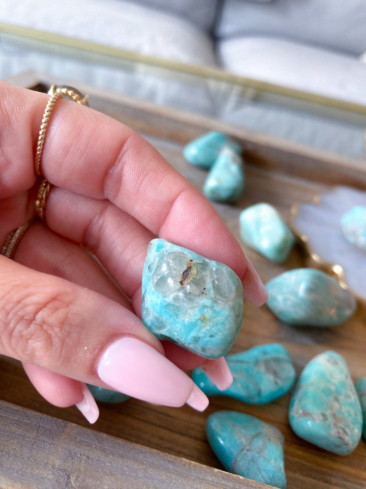 Amazonite with Bubble Quartz Tumble