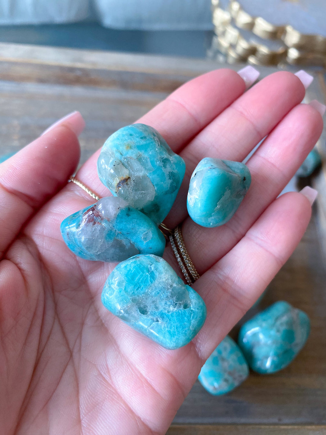 Amazonite with Bubble Quartz Tumble