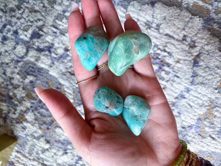 Amazonite with Bubble Quartz Tumble