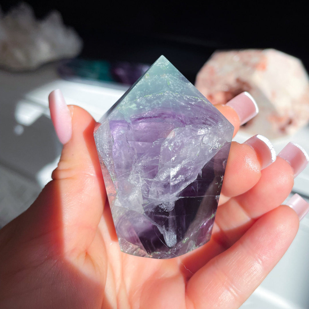 Polished Rainbow Purple Fluorite Point - Get EXACT Stone