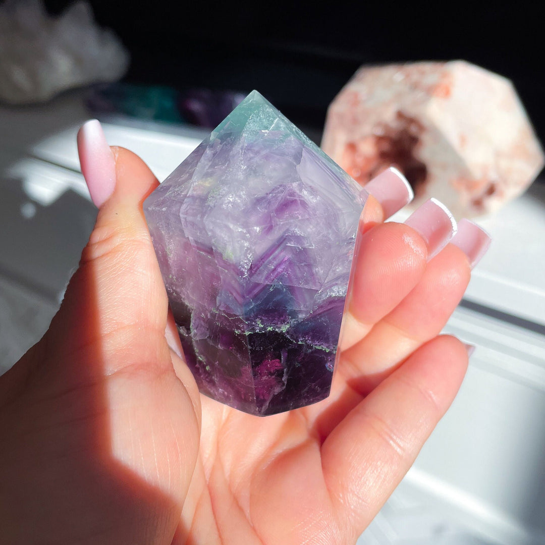 Polished Rainbow Purple Fluorite Point - Get EXACT Stone