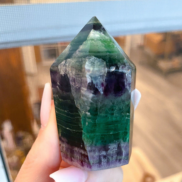 Green & Purple Fluorite Tower