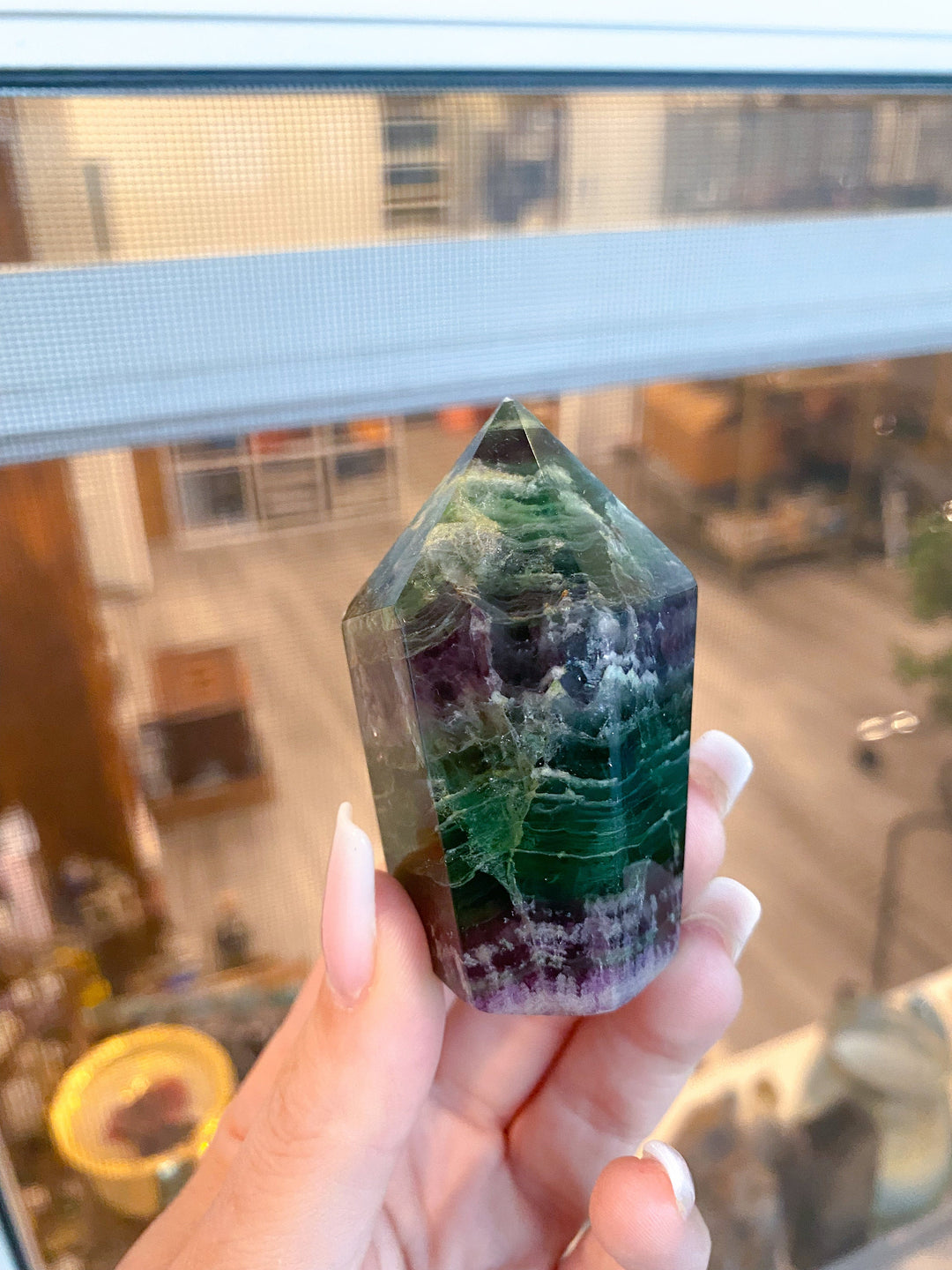 Green & Purple Fluorite Tower