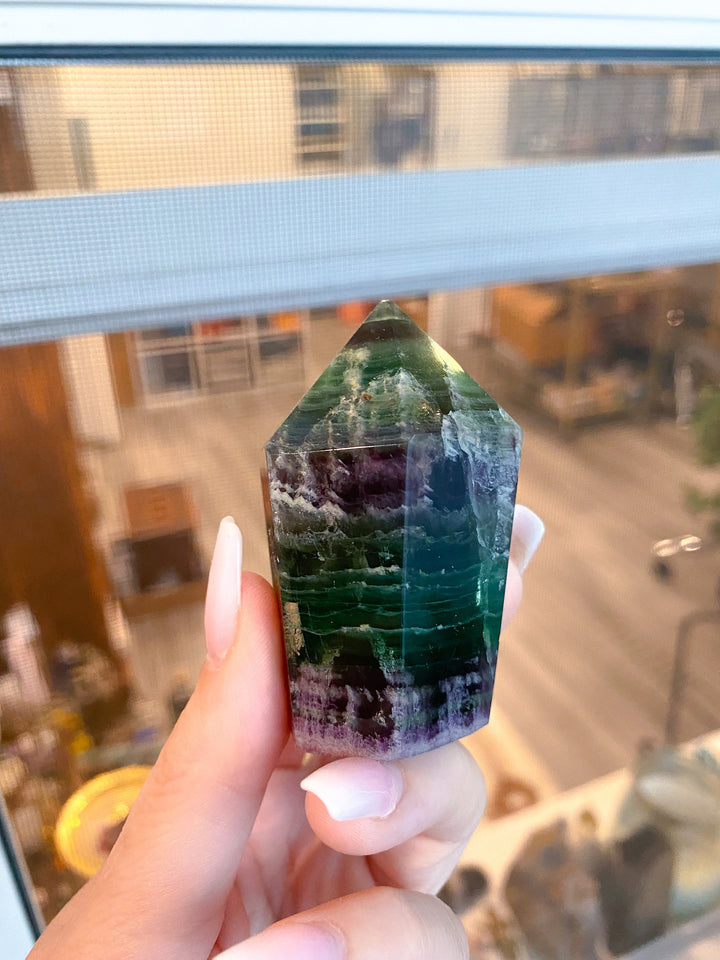 Green & Purple Fluorite Tower