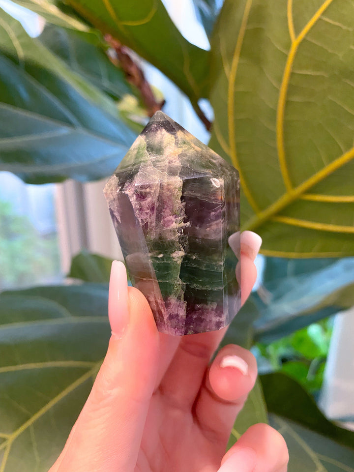 Green & Purple Fluorite Tower