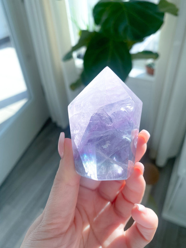 Polished Rainbow Unicorn Fluorite Point - Get this EXACT Stone - Protection - Aura Cleanse - Communication - Visions