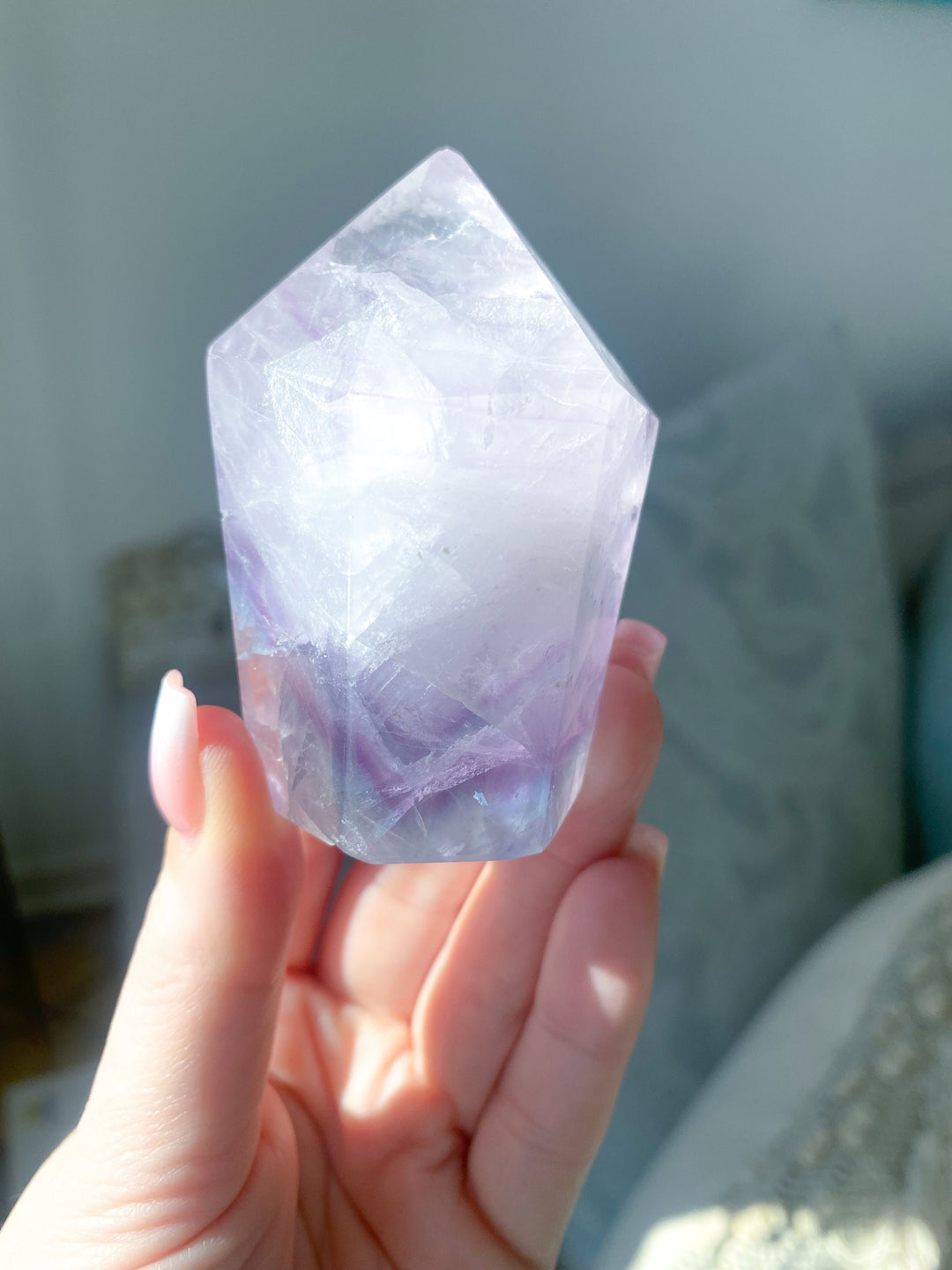 Polished Rainbow Unicorn Fluorite Point - Get this EXACT Stone - Protection - Aura Cleanse - Communication - Visions