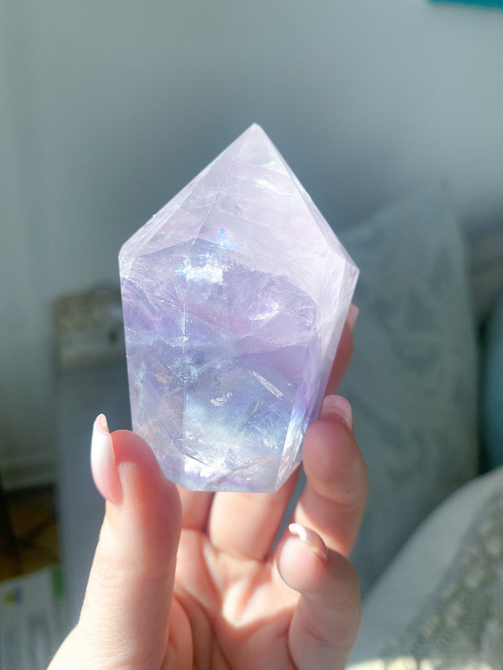 Polished Rainbow Unicorn Fluorite Point - Get this EXACT Stone - Protection - Aura Cleanse - Communication - Visions