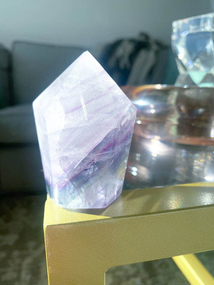 Polished Rainbow Unicorn Fluorite Point - Get this EXACT Stone - Protection - Aura Cleanse - Communication - Visions