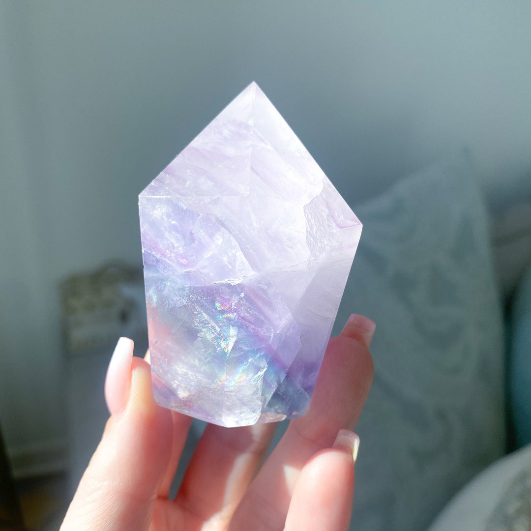 Polished Rainbow Unicorn Fluorite Point - Get this EXACT Stone - Protection - Aura Cleanse - Communication - Visions