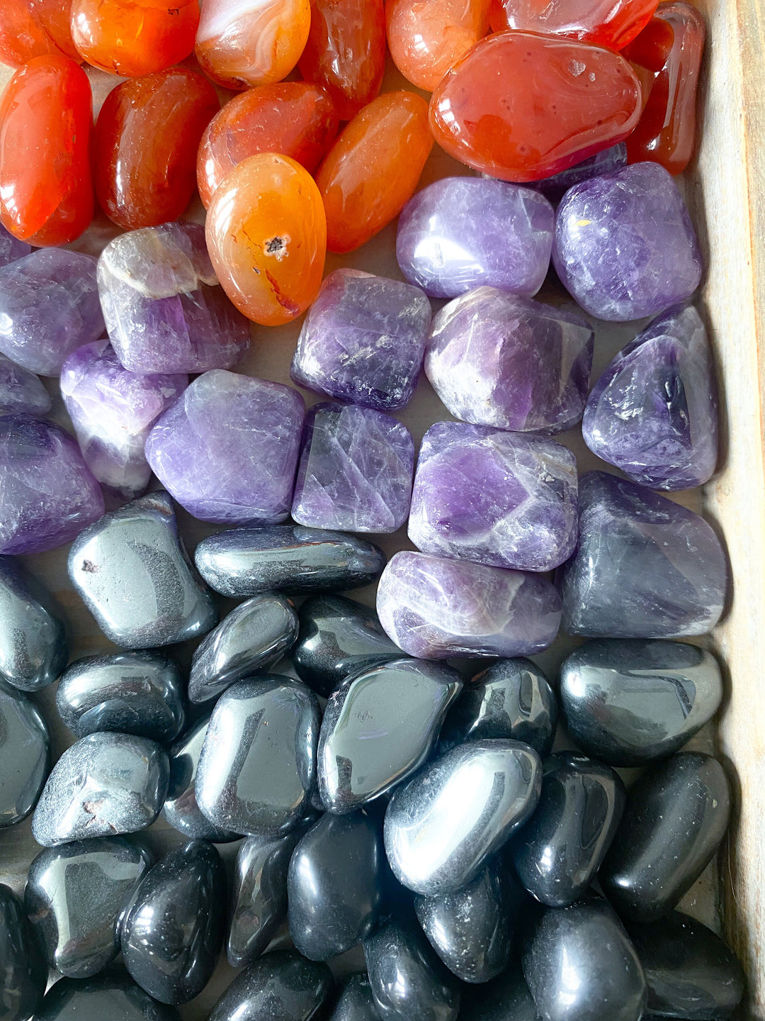 PROTECTION Crystal Set: Hematite, Black Tourmaline, Carnelian, Amethyst