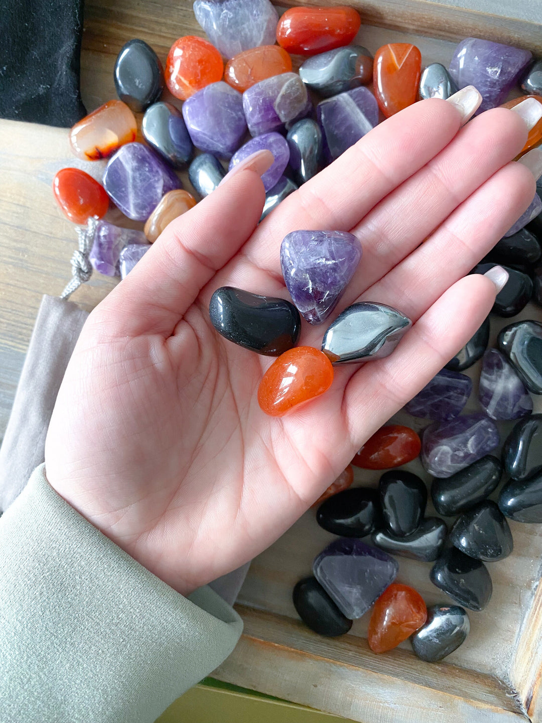 PROTECTION Crystal Set: Hematite, Black Tourmaline, Carnelian, Amethyst