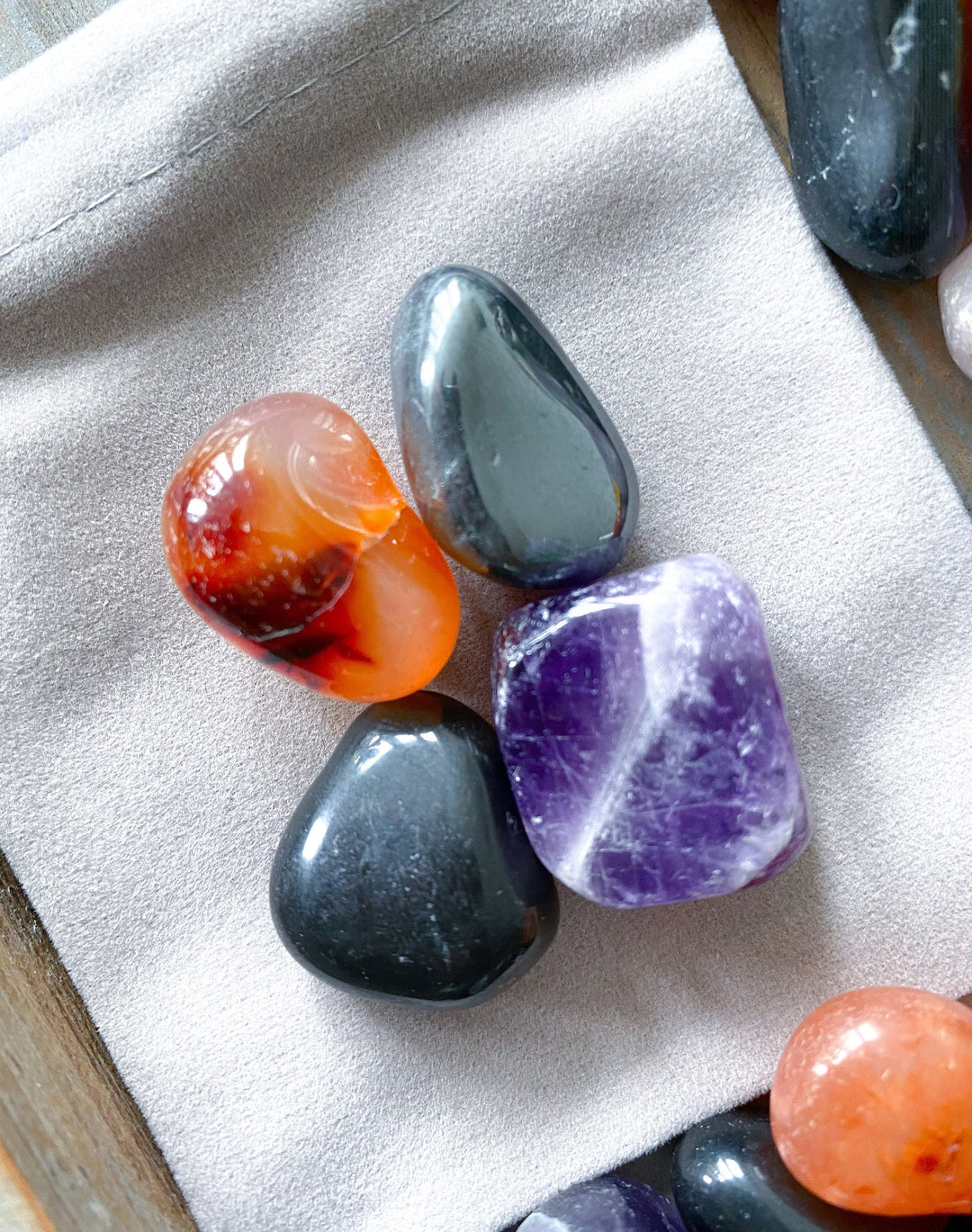 PROTECTION Crystal Set: Hematite, Black Tourmaline, Carnelian, Amethyst