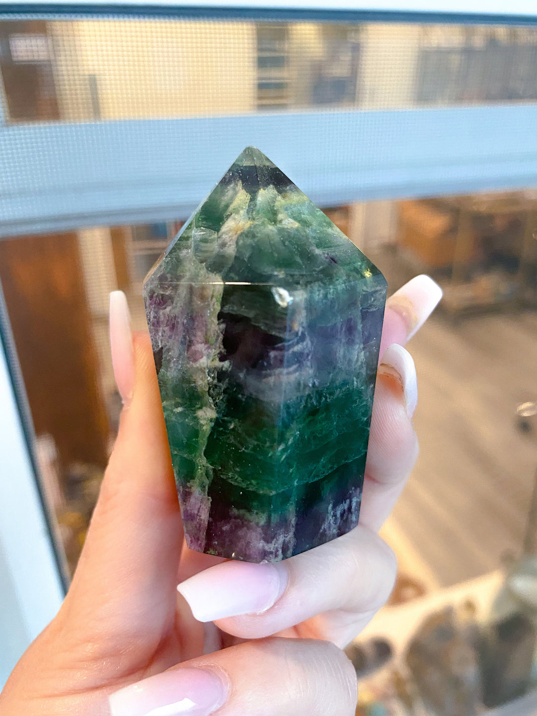 Green & Purple Fluorite Tower