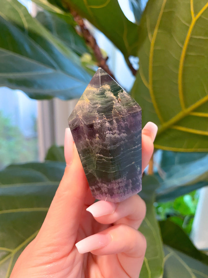 Green & Purple Fluorite Tower