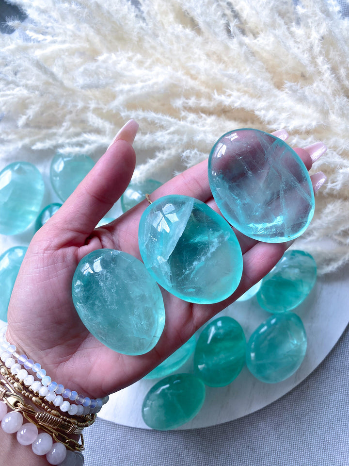 Green Fluorite Palm Stone