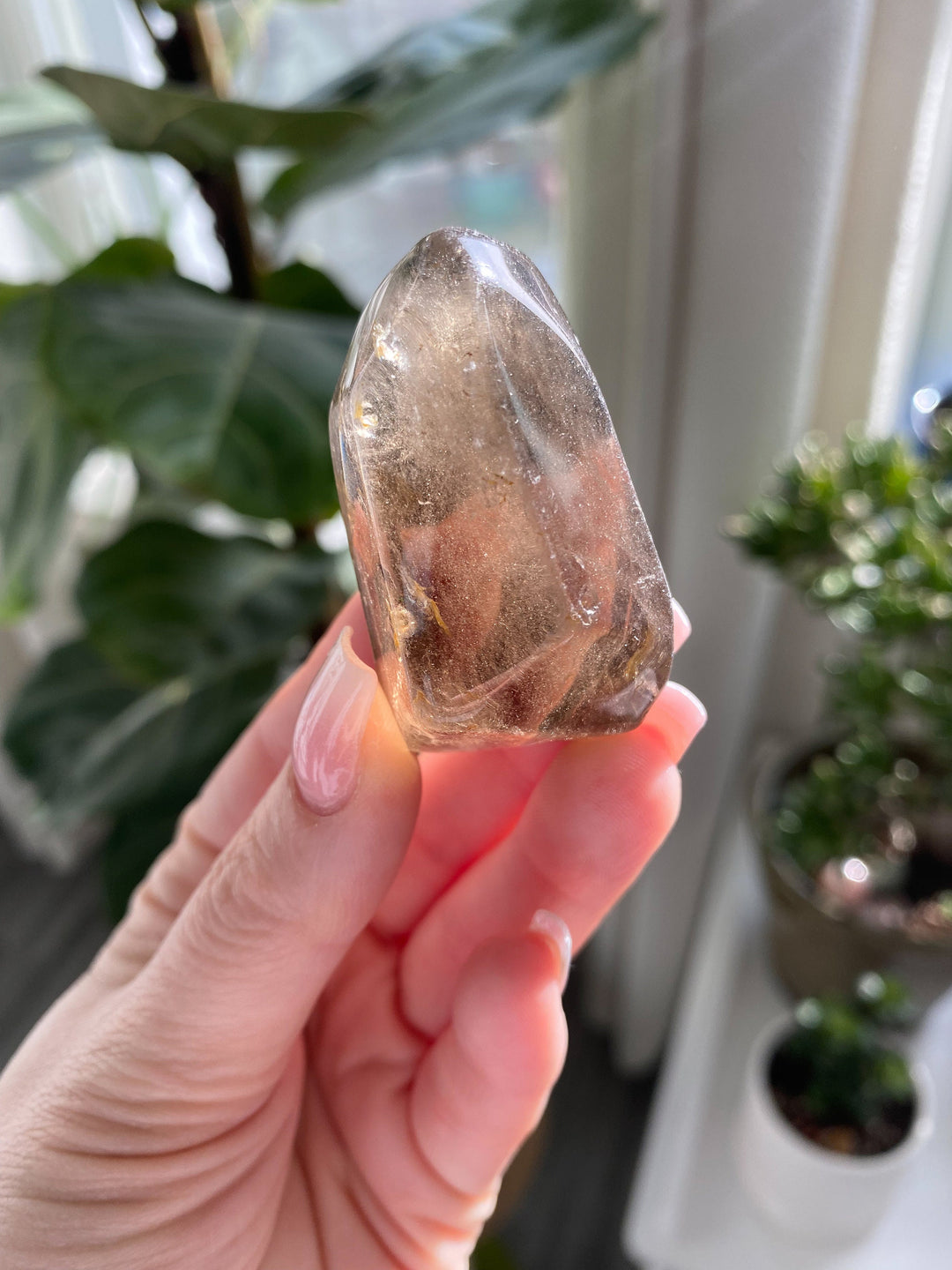 Faceted Smokey Quartz Pebble