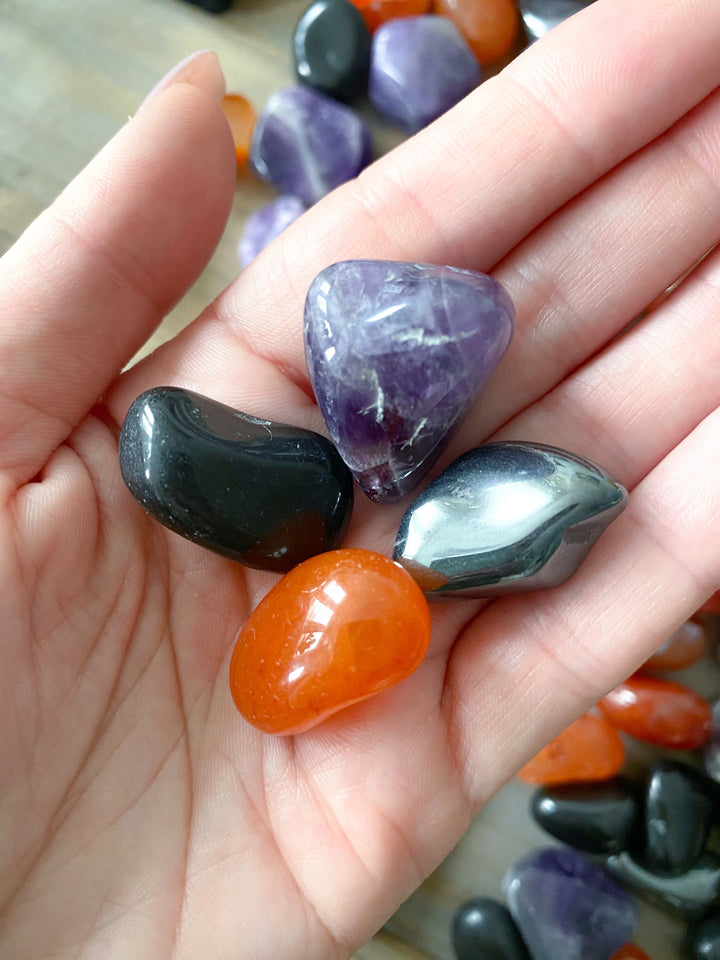 PROTECTION Crystal Set: Hematite, Black Tourmaline, Carnelian, Amethyst