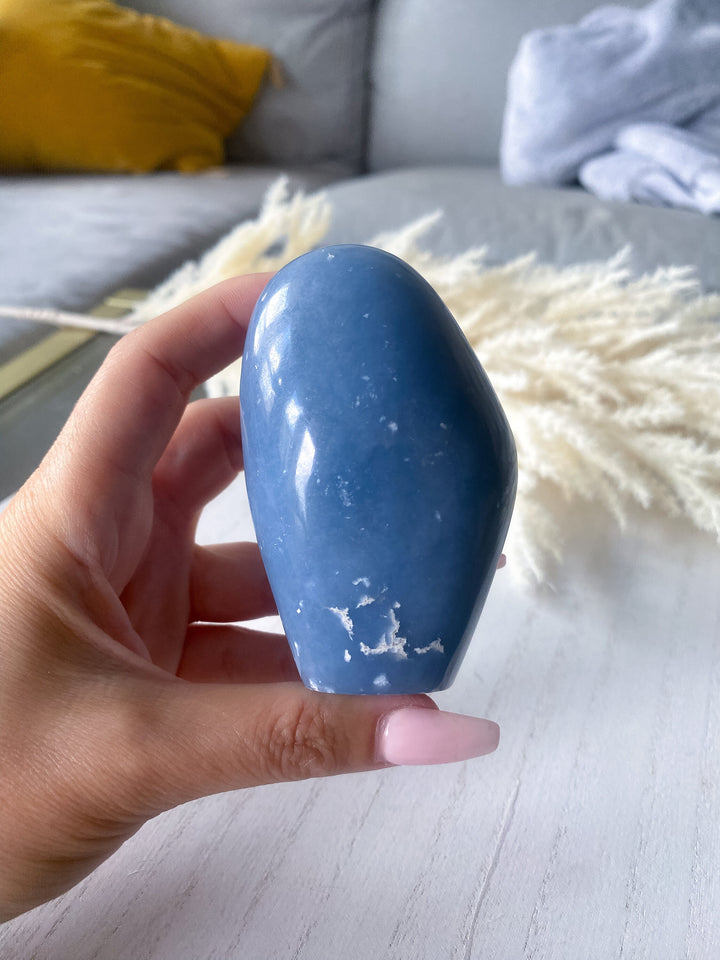 Angelite Freeform - Get Exact Piece - Spiritual Awareness - Communication - Lucid Dreaming Stone - Deep Blue Angelite