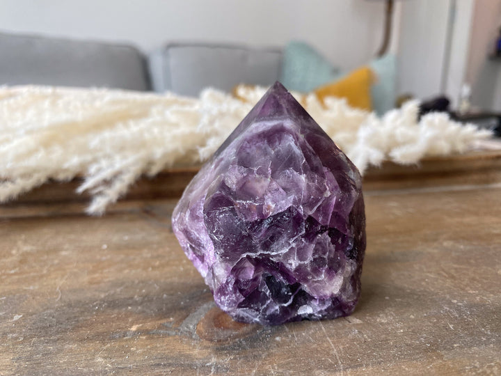 Chunky Purple Fluorite Point - Green Inclusions - Get this EXACT Stone - Protection - Aura Cleanse - Communication - Visions - top polish