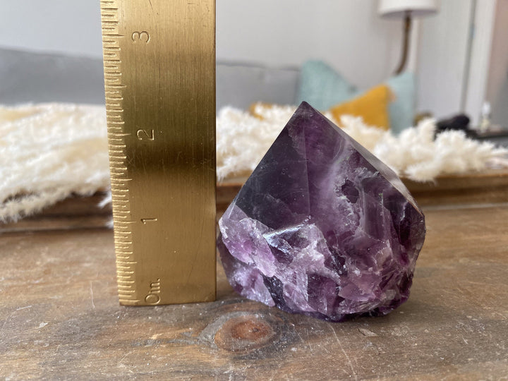 Chunky Purple Fluorite Point - Green Inclusions - Get this EXACT Stone - Protection - Aura Cleanse - Communication - Visions - top polish