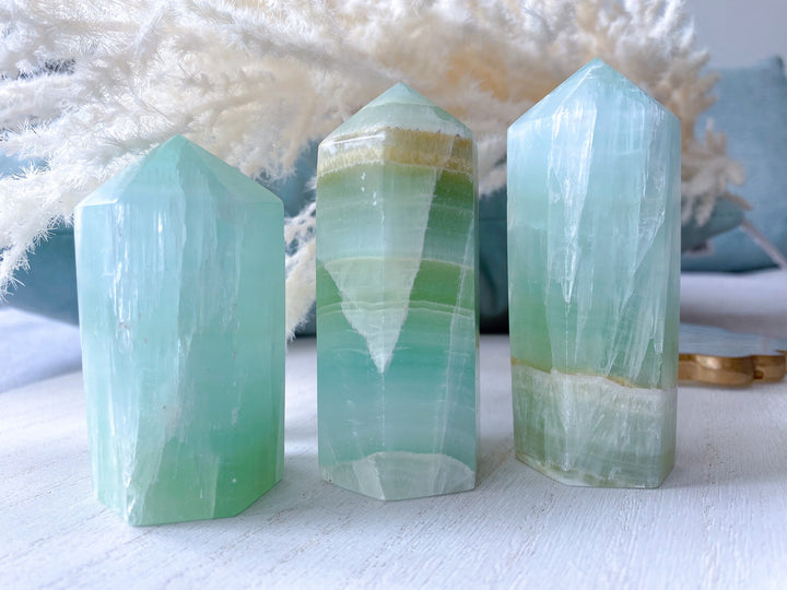 Pistachio Green Calcite Tower