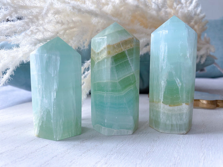 Pistachio Green Calcite Tower