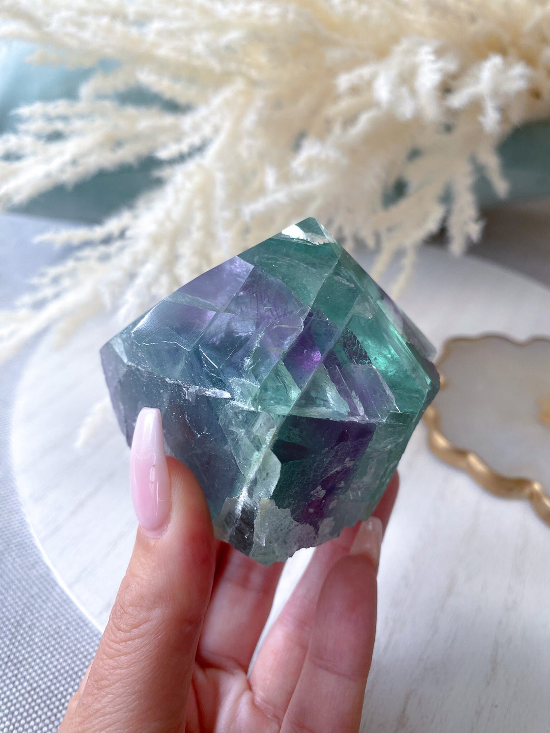 Chunky Polished Rainbow Fluorite Point - Purple & Green - Get this EXACT Stone - Protection - Aura Cleanse - Communication - Top Polish