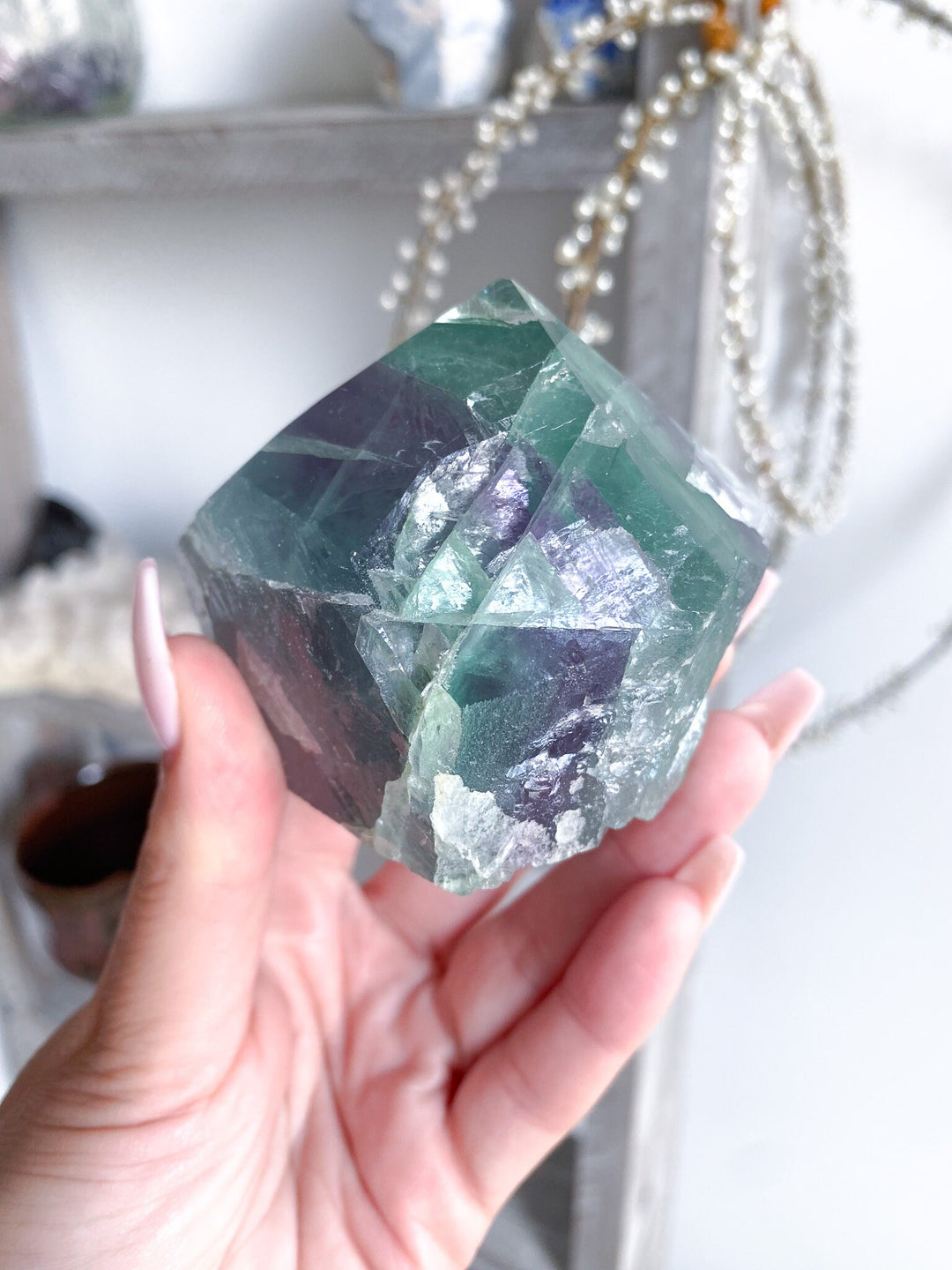 Chunky Polished Rainbow Fluorite Point - Purple & Green - Get this EXACT Stone - Protection - Aura Cleanse - Communication - Top Polish