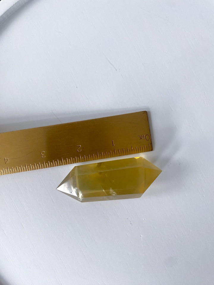 Lemon Topaz Double Terminated Wand  3 inches - Yellow Topaz Point - Healing Energy - Protection - Yellow Topaz Crystal