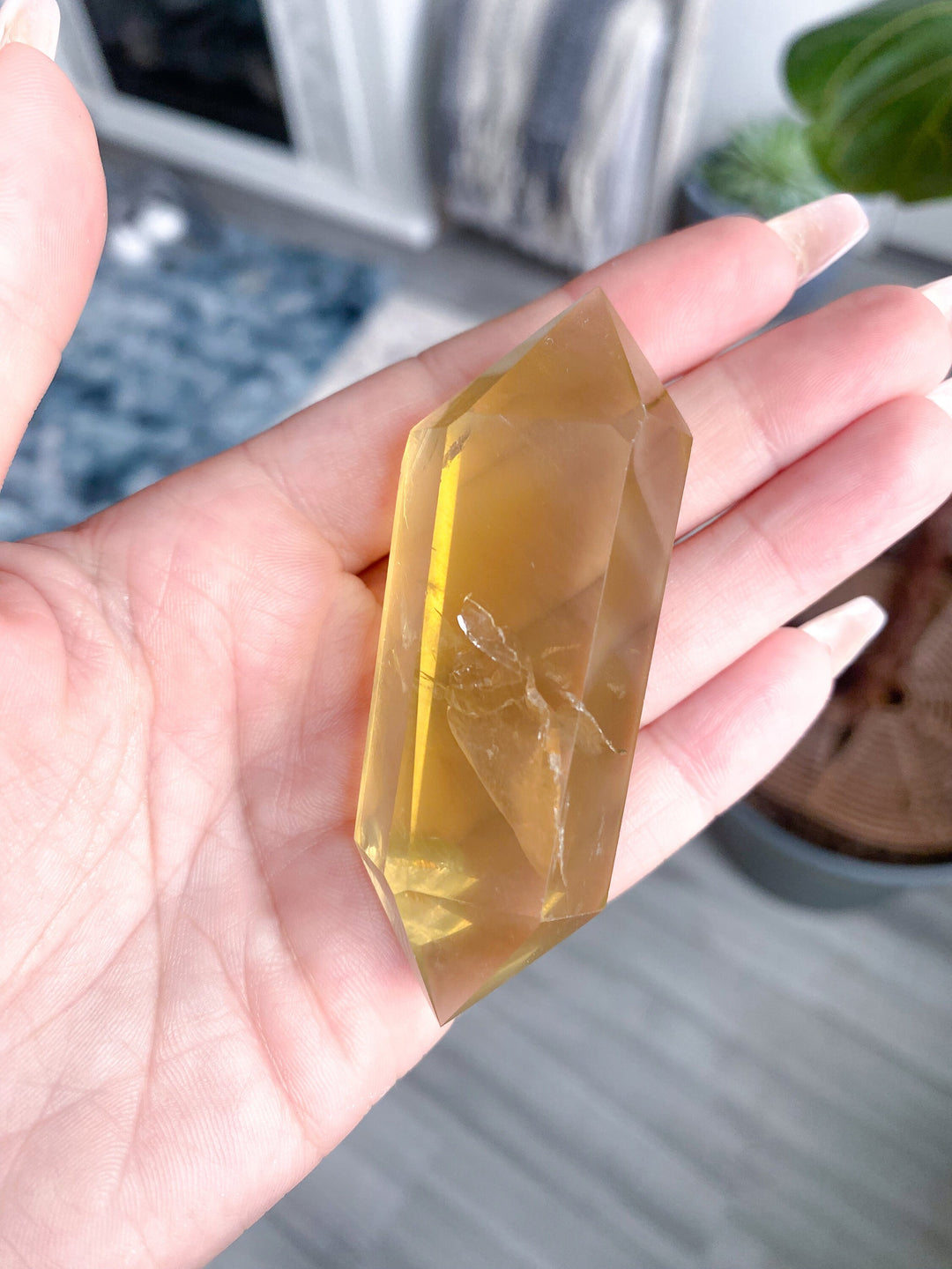 Lemon Topaz Double Terminated Wand  3 inches - Yellow Topaz Point - Healing Energy - Protection - Yellow Topaz Crystal