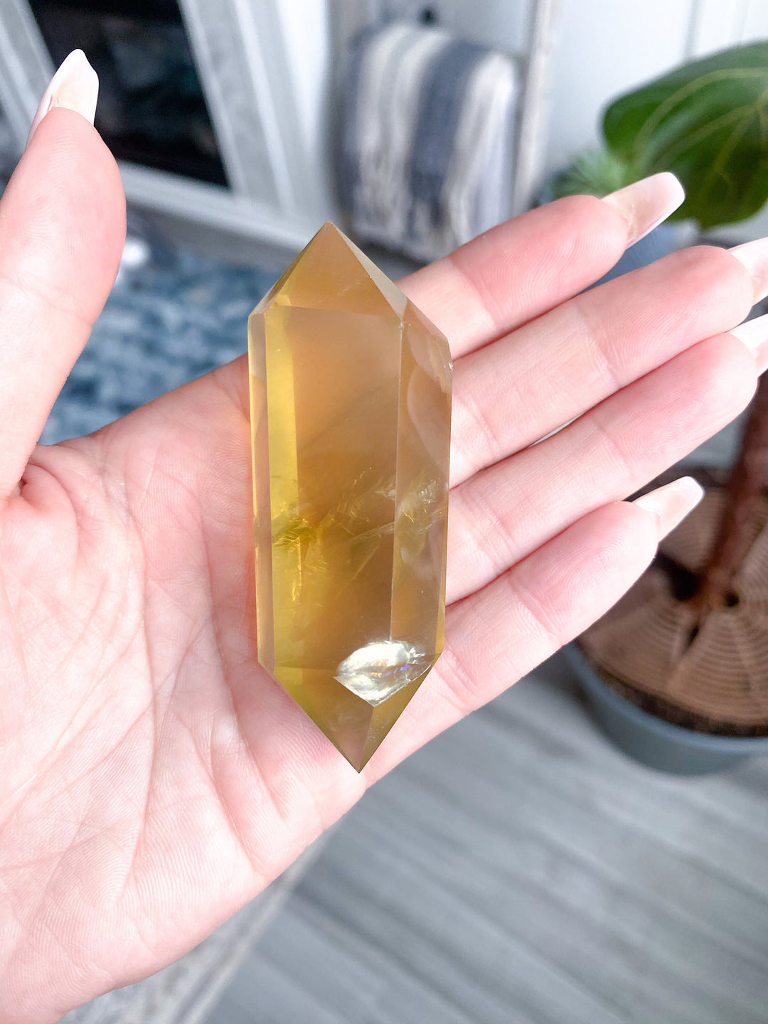 Lemon Topaz Double Terminated Wand  3 inches - Yellow Topaz Point - Healing Energy - Protection - Yellow Topaz Crystal