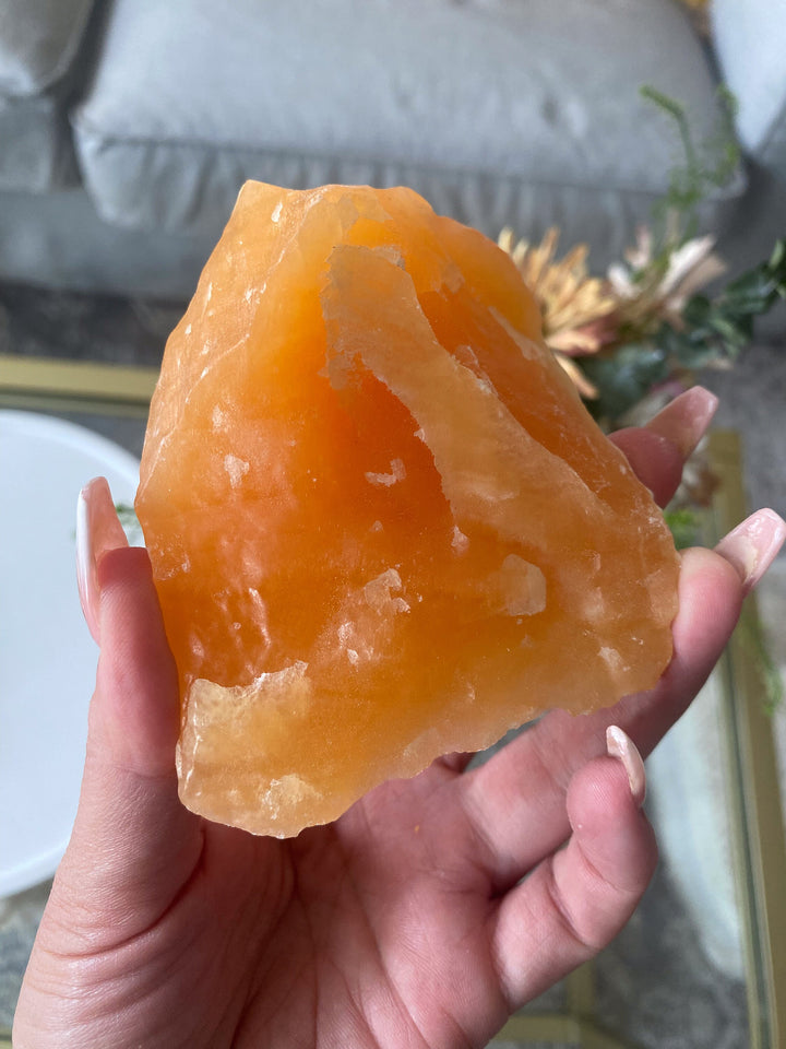 CHUNKY Gummy Orange Calcite - Raw, Rough Approx .5 - 1lb