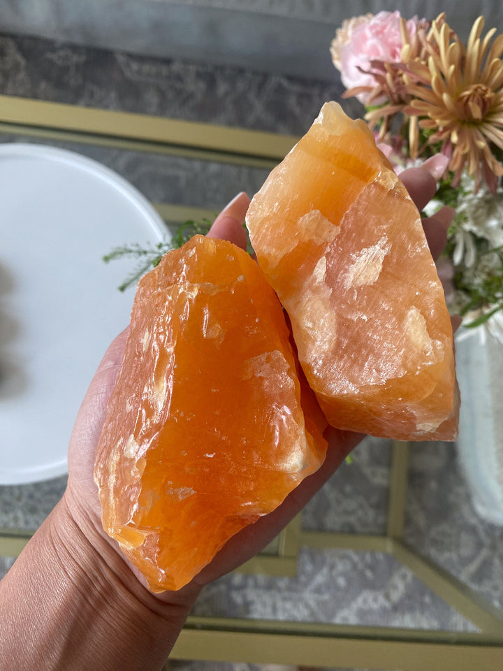 CHUNKY Gummy Orange Calcite - Raw, Rough Approx .5 - 1lb