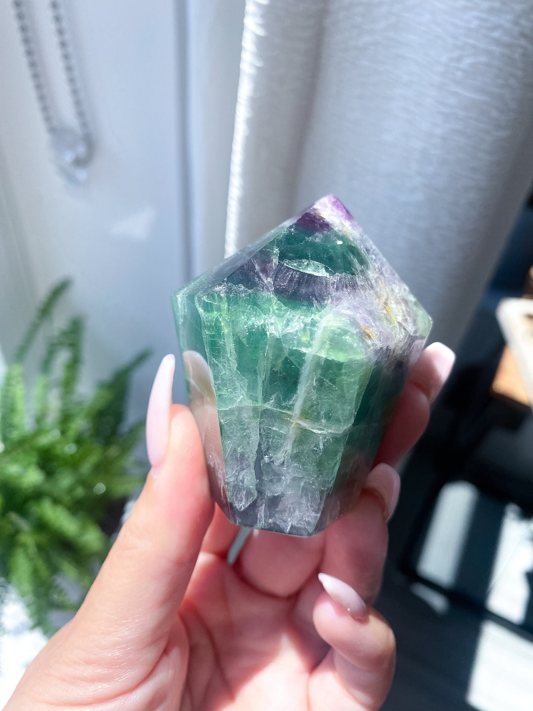 Rainbow Polished Fluorite Point #9 - Get EXACT Stone