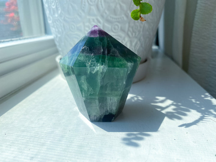 Rainbow Polished Fluorite Point #9 - Get EXACT Stone