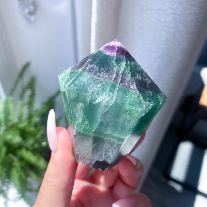 Rainbow Polished Fluorite Point #9 - Get EXACT Stone