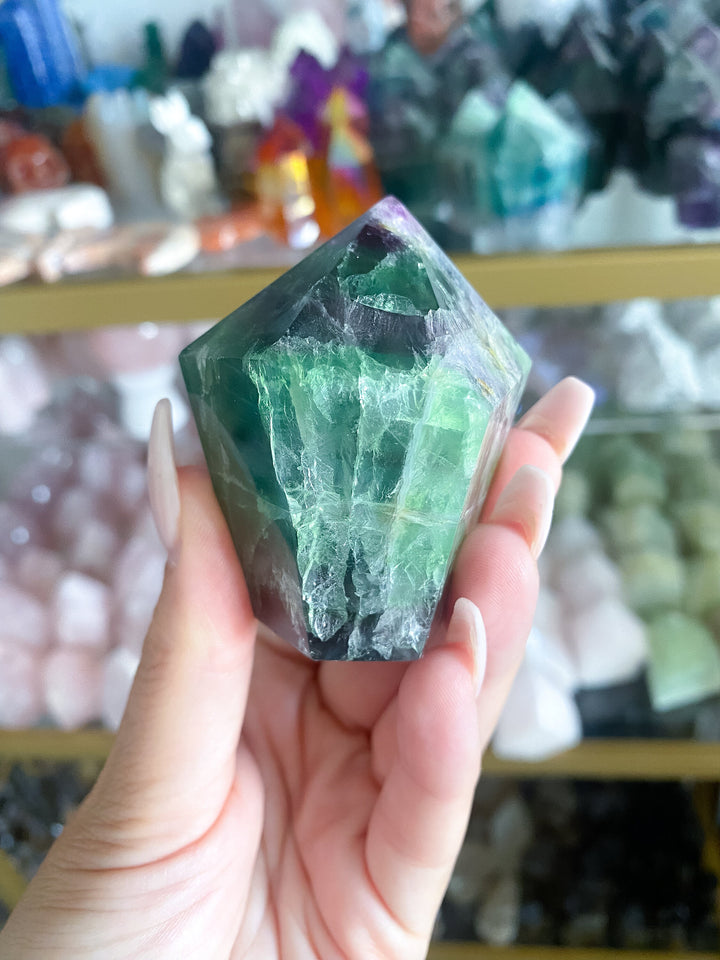 Rainbow Polished Fluorite Point #9 - Get EXACT Stone