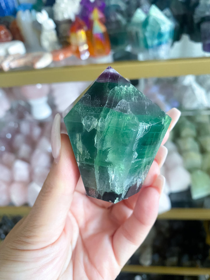 Rainbow Polished Fluorite Point #9 - Get EXACT Stone