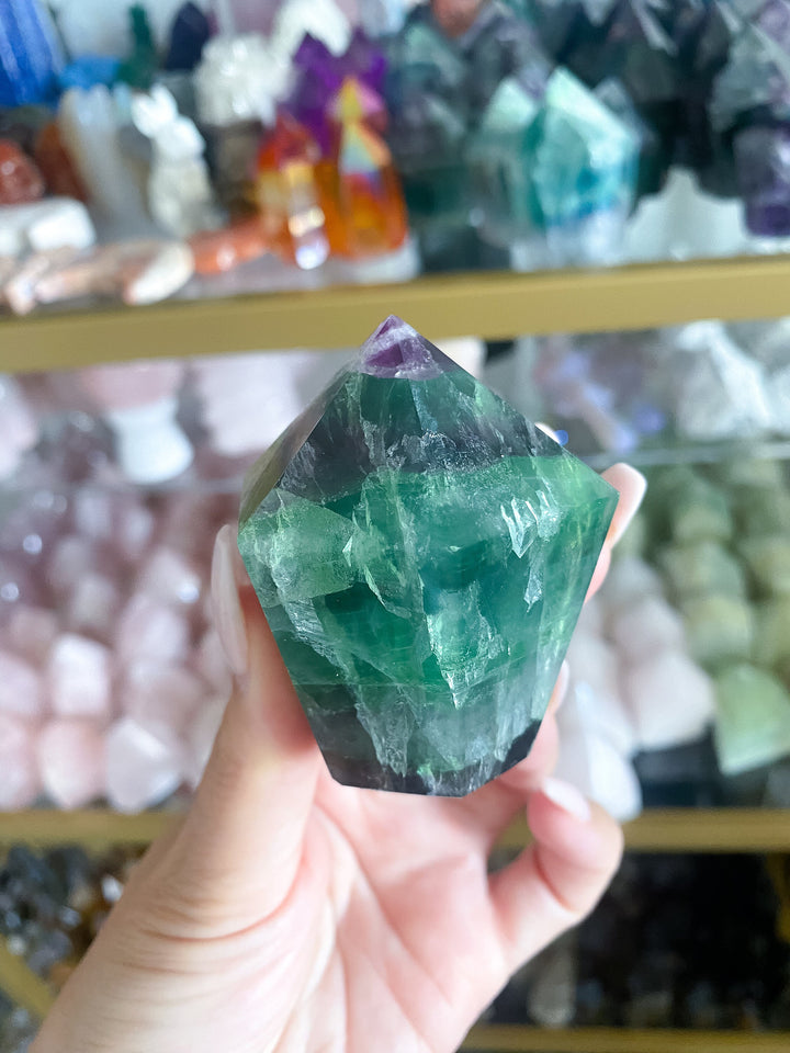 Rainbow Polished Fluorite Point #9 - Get EXACT Stone