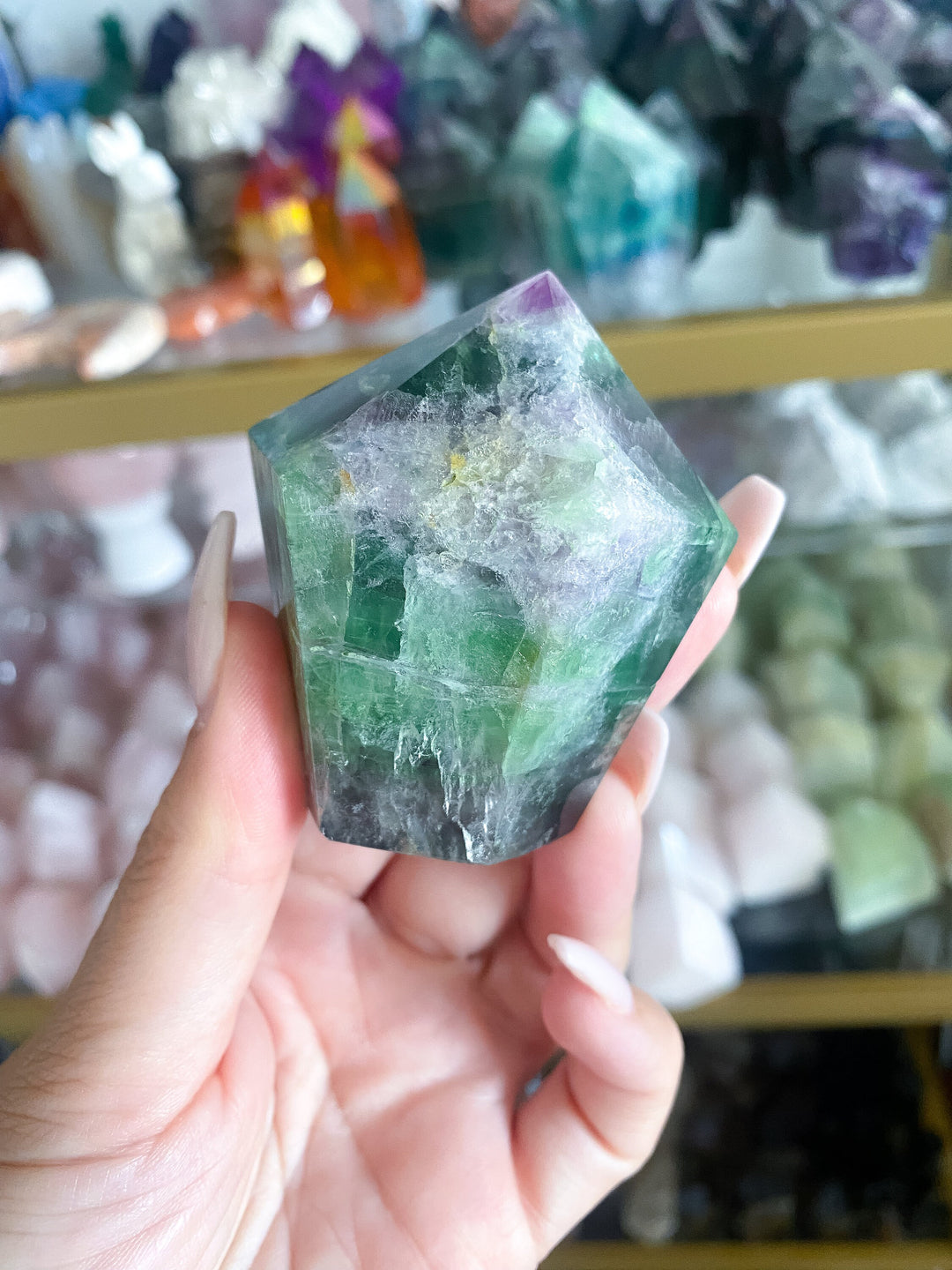 Rainbow Polished Fluorite Point #9 - Get EXACT Stone