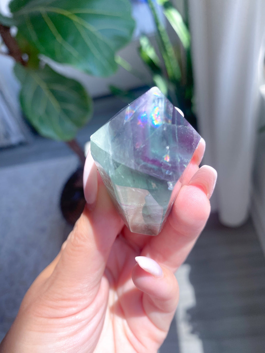 RAINBOW Galore Polished Fluorite Point - Green, Purple - Get this EXACT Stone - Protection - Aura Cleanse - Communication - Visions