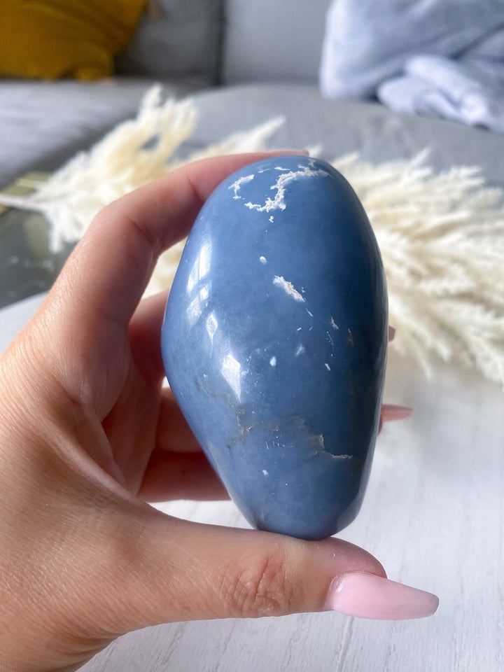 Angelite Freeform - Get Exact Piece - Spiritual Awareness - Communication - Lucid Dreaming Stone - Deep Blue Angelite